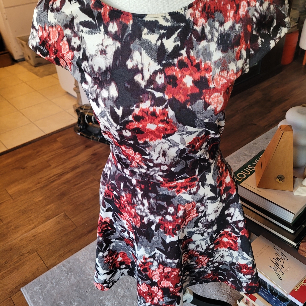 love...ady Cap Sleeve Dress with Floral Pattern